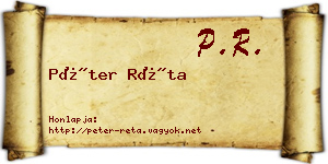 Péter Réta névjegykártya